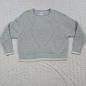 Light Blue White Pullover John And Jenn Womens Medium Sweater Knit cozy comfy